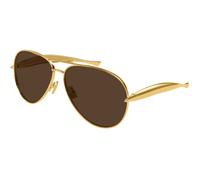 Bottega Veneta Unisex Bottega Veneta BV1305S 007 Gafas de sol Metal Oro Marrón Piloto