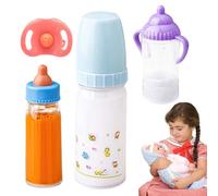 Bottiglie per Bambole Finta Gioca Ciuccio Giocattolo Bottiglie Di Succo Di Latte A Scomparsa Creativi per Bambole Bambino 3 Magico Set Di Asilo con Liquido Di Fuga Kit Di Alimentazione
