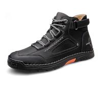 Bottine Homme Cuir Costuras Visibles, Chaussures Sport Montantes, Basket Running à Lacets, Zapatillas Altas Perforadas, Botines Suela Crantée Bride Tobille - Marche, Exterior, Ocio, Diario, 01 negro