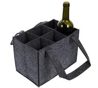 Bottle Bag For Wine - Felt Wine Bottle Holder, Felt Bottle Bag Holder with 6 Compartments | Storage, Portable Grocery for Picnic Birthday Camping Wedding, Gris, riferimento Alla descrizione