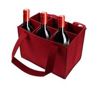 Bottle Bag For Wine - Felt Wine Bottle Holder, Felt Bottle Bag Holder with 6 Compartments | Storage, Portable Grocery for Picnic Birthday Camping Wedding, Wine Red, riferimento Alla descrizione