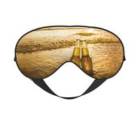 Bottle Beer Beach Sunset Time - Máscara de ojos suave con impresión de hora de atardecer, cubierta suave de doble cara para dormir, viajes, yoga, correa ajustable, bloquea la luz