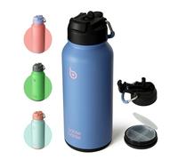 BOTTLE BOTTLE Botella de agua isotérmica de acero inoxidable de 946 ml con pajita, pastillero y tapa de doble uso para gimnasio (cielo de verano)