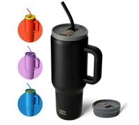 BOTTLE BOTTLE Vaso de 40 onzas con asa y popote, taza de viaje al vacío de acero inoxidable, taza de coche con popote, botella de agua al vacío de acero inoxidable para regalos, fiesta, oficina, café