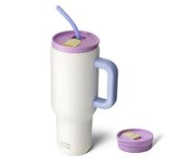 BOTTLE BOTTLE Vaso de 40 onzas con asa y popote, taza de viaje al vacío de acero inoxidable, taza de coche con popote, botella de agua al vacío de acero inoxidable para regalos, fiestas, oficina, café