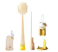 Bottle Cleaning Brush | 5-in-1 Flexible Cleaning Tools - Long Handle Bottle Brush with Sponge | Travel-Friendly For Cup Glass Mug Wine Decanter Lid Daily Travel Kitchen Household School