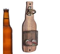 Bottle Opener Wall Monte - Aprendador de madera vintage, Gadget de cocina que ahorra espacio con gorros Decoración del hogar para amantes de la cerveza, cumpleaños y cafetería