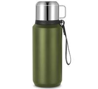 Bottle Thermos 800ml - Se Mantiene Caliente o Frío 24 Horas - Antifugas Inoxidable Botella Termica de Acero para Bebidas Calientes y Frías Sin BPA (Verde)