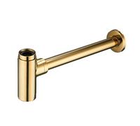 Bottle Trap Brass Round Siphon Rubbed Bronze Bathroom Vanity Basin Pipe Waste With Pop Up Drain para Lavabos(Gold 1)