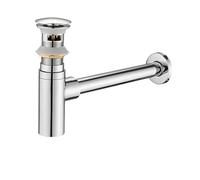Bottle Trap Brass Round Siphon Rubbed Bronze Bathroom Vanity Basin Pipe Waste With Pop Up Drain Para Lavabo De Baño y Lavabo(Silver 2)