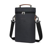 Bottle Wine Bot - Carrier aislado de 2 botellas, bolsa de enfriamiento portátil con fugas | Almacenamiento de vino con asa para viajes, picnic, fiesta al aire libre, camping, regalo de Na, Negro