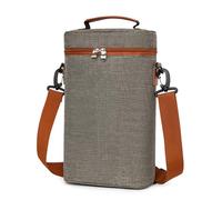 Bottle Wine Bot - Carrier aislado de 2 botellas, bolsa de enfriamiento portátil con fugas | Almacenamiento de vino con asa para viajes, picnic, fiesta al aire libre, camping, regalo de Na, Gris,