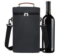 Bottle Wine Tote Bag - Bolsa isotérmica para 2 botellas de vino | Bolsa de transporte a prueba de fugas con asa, portador de vino portátil para viajes y pequeñas cosas, Negro , ver descripción, Ver