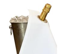 BOTTLECLOTHS - Classic Collection, Paños para Botellas con Anillos de Metal para Cubos de Hielo, Algodón, 42 cm, Agujero de Esquina (Blanca con Anillo de Metal Plateado, Paquete de 1)