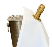 BOTTLECLOTHS - Classic Collection, Paños para Botellas con Anillos de Metal para Cubos de Hielo, Algodón, 42 cm, Agujero de Esquina (Blanca con Anillo de Metal Dorado, Paquete de 1)