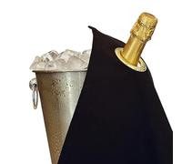 BOTTLECLOTHS - Classic Collection, Paños para Botellas con Anillos de Metal para Cubos de Hielo, Algodón, 42 cm, Agujero de Esquina (Negro con Anillo de Metal Dorado, Paquete de 1)