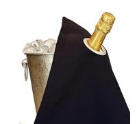 BOTTLECLOTHS - Classic Collection, Paños para Botellas con Anillos de Metal para Cubos de Hielo, Algodón, 42 cm, Agujero de Esquina (Negro con Anillo de Metal Plateado, Paquete de 1)