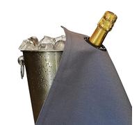 BOTTLECLOTHS - Classic Collection, Paños para Botellas con Anillos de Metal para Cubos de Hielo, Algodón, 42 cm, Agujero de Esquina (Platino con Anillo de Metal Carbón, Paquete de 1)