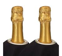 BOTTLECLOTHS - Classic Collection, Paños para Botellas con Aro Metálico para Cubiteras, Algodón, 54 cm, Agujero Central (Negro con Anillo de Metal Plateado, Paquete de 2)