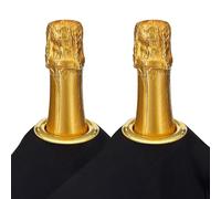 BOTTLECLOTHS - Classic Collection, Paños para Botellas con Aro Metálico para Cubiteras, Algodón, 54 cm, Agujero Central (Negro con Anillo de Metal Dorado, Paquete de 2)