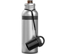 BottleKeeper X - Botella aislada al vacío de doble pared con un abridor de botellas integrado en la tapa atada, cuello largo de 12 onzas, protege y mantiene tu cerveza fría hasta 6 horas (inoxidable)