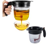 Bottom-Release Fat Separator - Mess-Free Gravy & Oil Separator with Strainer for Healthier Cooking, 4 Cup (33 oz) Essential Kitchen Tool (2pcs)