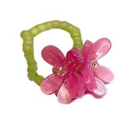 Bottone Anillos de flores elásticos inspirados en Corea, ligeros, con cuentas acrílicas, para mujer, joyería elástica, regalo de flores acrílicas para uso diario, One Size, como se describe, como se