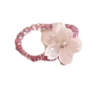Bottone Anillos de flores elásticos inspirados en Corea, ligeros, con cuentas acrílicas, para mujer, joyería elástica, regalo de flores acrílicas para uso diario, One Size, como se describe, como se