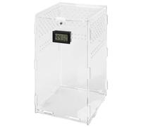 Bottone Caja de alimentación transparente, terrarios acrílicos para arañas, serpientes pequeñas, portadores de reptiles, fácil de montar, termómetro de terrarios de reptiles