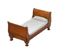 Bottone Cama individual realista escala 1/12 casas de muñecas en miniatura para muñecas de 15 cm, decoración de habitación temática victoriana, miniatura de madera