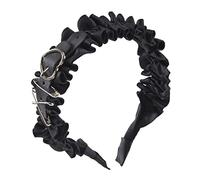 Bottone Diadema con hebilla para mujer, diadema plisada negra, diadema gótica, diadema gótica, diadema punk
