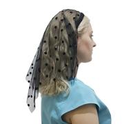 Bottone Diadema de velo bohemio para mujer, turbante elástico, tul, diamantes de imitación, bordada, puntos coloridos, diadema envolvente para la cabeza