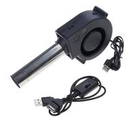 Bottone Efficiency - Ventilador centrífugo de 5 V con tubo de acero largo para cocinar al aire libre, modo de tres velocidades, accesorio portátil para fogata recargable por USB, soplador de arranque