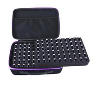 Bottone Estuche de viaje de aceite esencial para 120 botellas de 5 a 10 ml, bolsa organizadora de almacenamiento de rodillos, funda de transporte de EVA para uso doméstico y de viaje, Purple