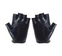 Bottone Guantes de conducción para motocicleta, color negro, medio dedo, deporte, levantamiento de pesas, ciclismo, guantes de piel sintética para mujeres y hombres, conducción sin dedos