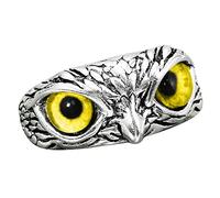Bottone Lindos ojos de búho para hombres y mujeres, anillos abiertos, color plateado, compromiso, boda, pareja, joyería, regalo, búho para plata, ajustable, para niñas, One Size, como se describe