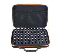 Bottone Práctica funda de transporte de aceites esenciales de EVA con inserto de espuma, contenedor de almacenamiento con capacidad para 60 botellas, bolsa a prueba de polvo y golpes, Naranja
