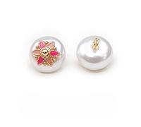 Bottoni di perla, 50 piezas 10 mm flor verde perla blanca pequeña bola redonda pera redonda pera para manualidades de tela (rosa copo de nieve)