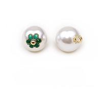 Bottoni di perla, 50 piezas 10 mm flor verde perla blanca pequeña bola redonda perla botones redondos pera para manualidades de tela (verde)