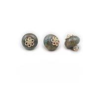 Bottoni di perla, 50 piezas 10 mm imitación jade, pequeños botones redondos con perlas para fabricación de telas, botones de resina con mango (retro verde)