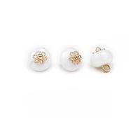 Bottoni di perla, 50 piezas 10 mm imitación jade, pequeños botones redondos con perlas para hacer telas, botones de resina con mango (blanco)