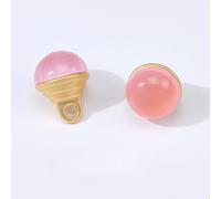 Bottoni di Perle - 50 botones redondos pequeños de 10 mm con forma de bola, pera, semicircular, para tela, resina, con mango (rosa)