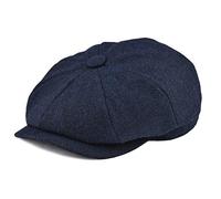 BOTVELA Sombrero de tweed con patrón de espina de espiga de 8 piezas de mezcla de lana para hombre, azul marino, 7 1/8