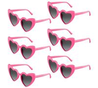 BOUBONI 6/12/24/48 Gafas de sol con forma de corazón vintage gafas de sol de despedida de soltera para mujer fiesta de boda (6, rojo rosa)