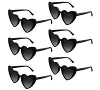 BOUBONI 6/12/24/48 Gafas de sol Gafas en forma de corazón vintage Gafas de sol para despedida de soltera para mujeres Gafas de sol para la fiesta de boda, Negro , 15.3cm/6.02inch