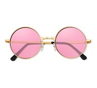 BOUBONI Gafas de sol hippie de los años 70, redondas, hippie, decoración de fiesta, gafas de sol para mujer con paño de gafas de colores, A04-rosa, 48 mm