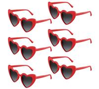 BOUBONI Lot de 6/12/24/48 gafas de sol vintage en forma de corazón para despedida de soltera, fiesta de boda, rojo, 15.3cm/6.02inch