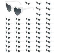 BOUBONI Paquete de 48 lentes de sol vintage con forma de corazón, lentes de sol a granel para mujer, bodas, fiestas (48, blanco)