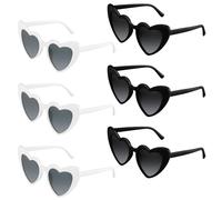 BOUBONI Paquete de 6/12/24/48 lentes de sol con forma de corazón, estilo vintage, lentes de sol a granel para despedida de soltera para mujer, boda, fiesta, Blanco negro, 15.3cm/6.02inch