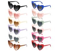 BOUBONI Paquete de 6/12/24/48 lentes de sol con forma de corazón, estilo vintage, lentes de sol a granel para despedida de soltera para mujer, boda, fiesta, multicolor, 15.3cm/6.02inch